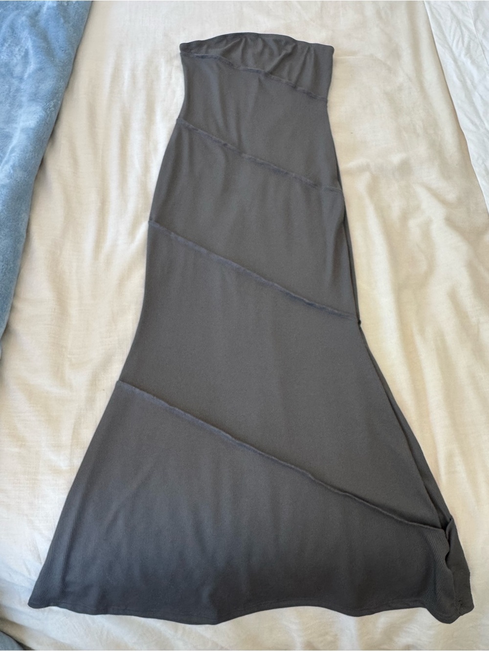Strapless Gray Maxi Dress